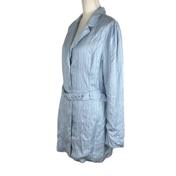 MAJORELLE Oakwood Belted Blazer Mini Dress in Powder Blue Deep V-Neck Size XL - Picture 5 of 7